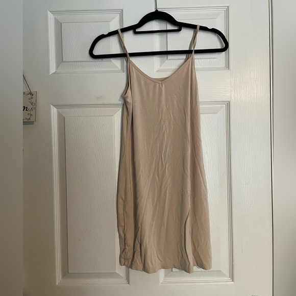 Chic Beige Spaghetti Strap Dress - Picture 1 of 3